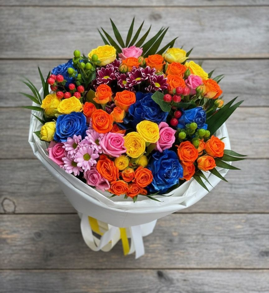 Букет цветов из: Розы и Хризантемы в Быково Волгоградской области