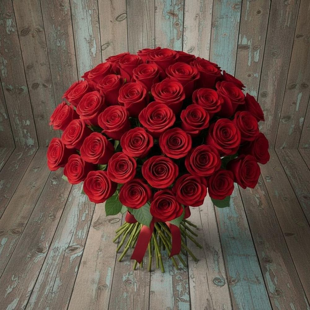 Букет 55 Красных роз Фридом в Быково Волгоградской области