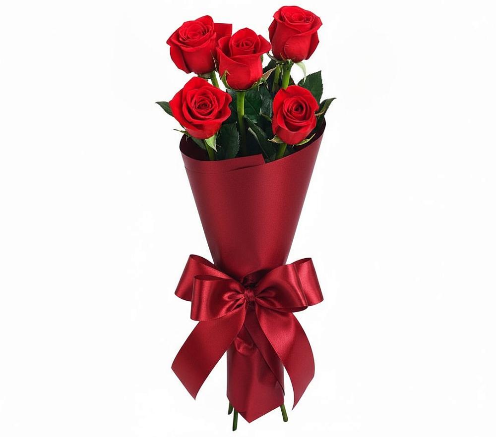 Букет 5 Красных роз Эдлесс Лав в Быково Волгоградской области