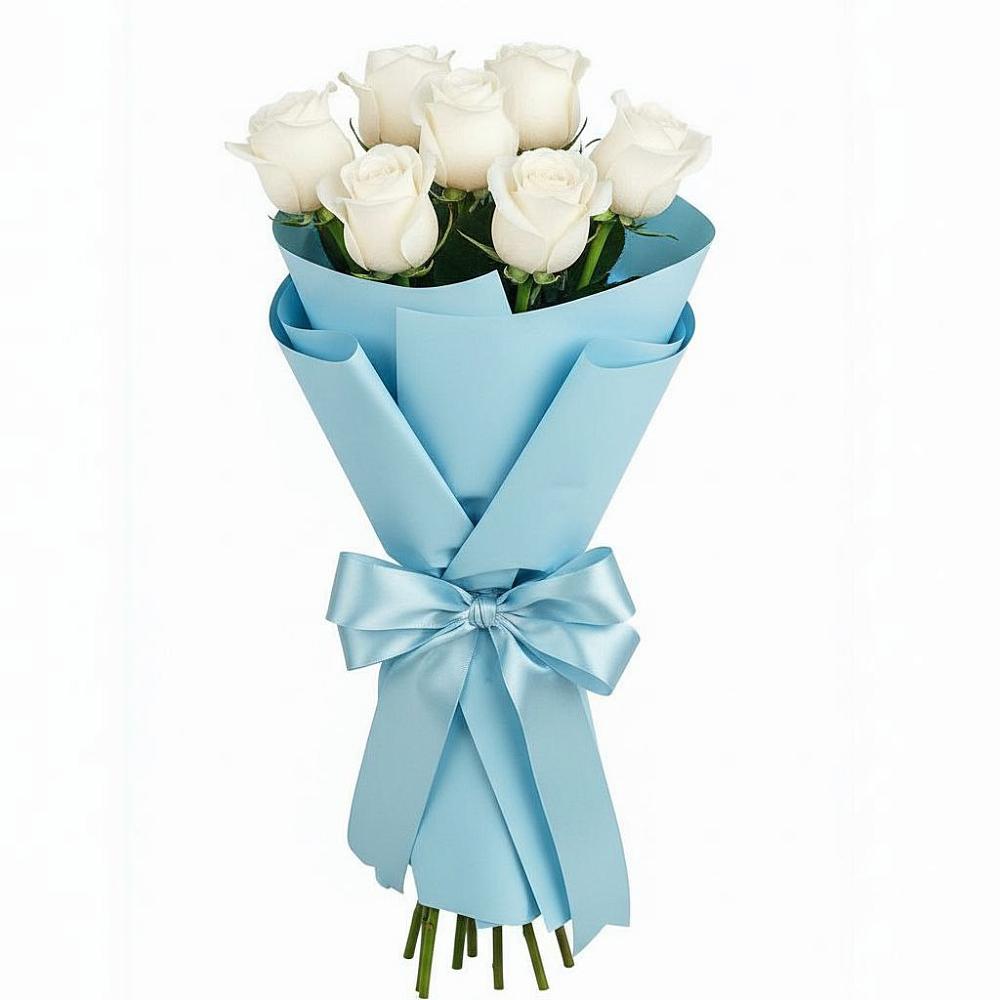 Букет 7 белых роз Проуд в Быково Волгоградской области