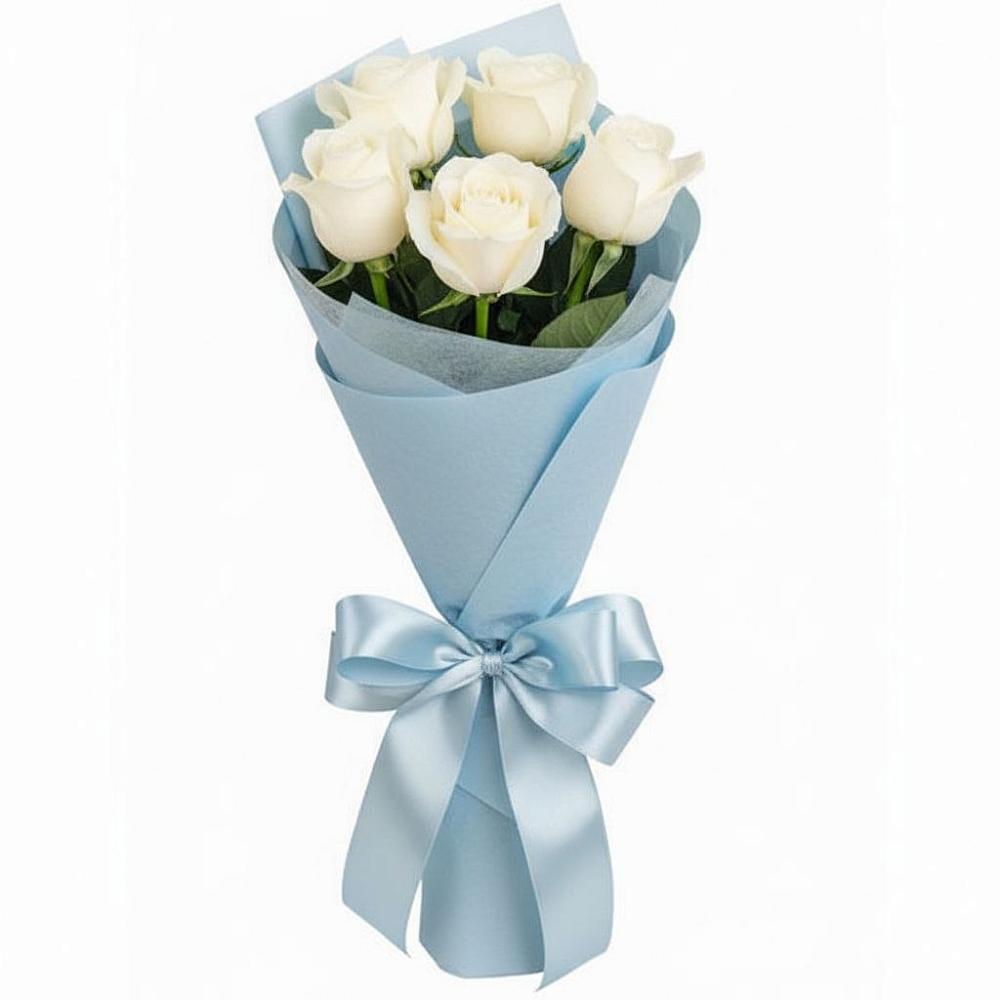 Букет 5 Белых роз Проуд в Быково Волгоградской области