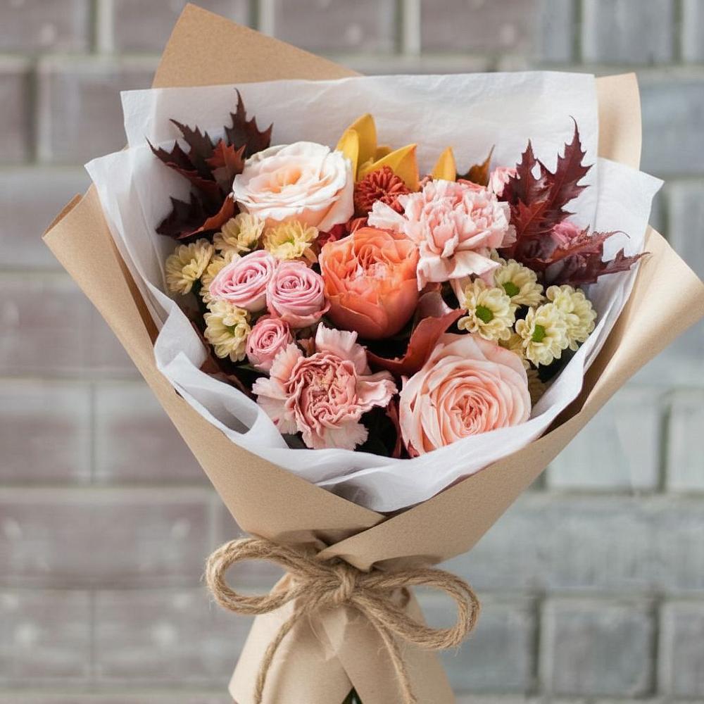 Букет цветов из: Гвоздики, Хризантемы и Розы в Быково Волгоградской области