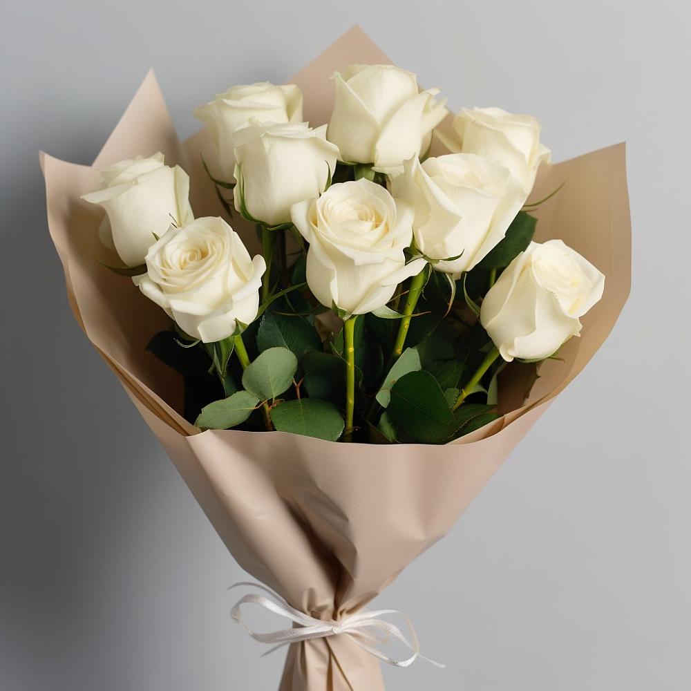 Букет 9 Белых роз Эдлесс Лав в Быково Волгоградской области