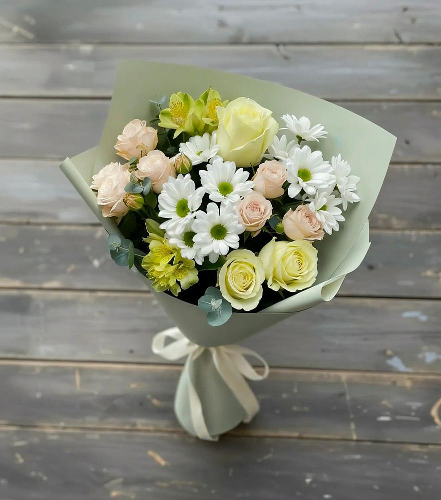 Букет цветов из: Альстромерии, Розы и Хризантемы в Быково Волгоградской области