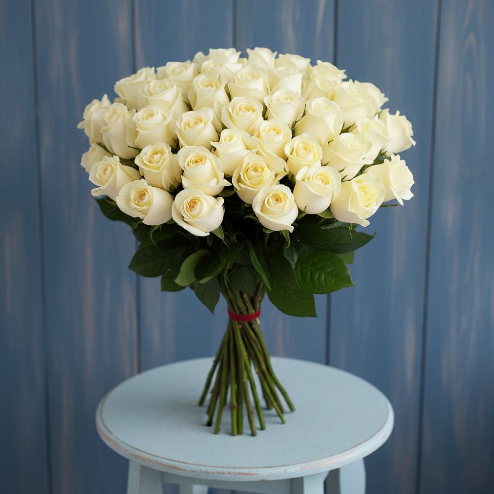 Букет 51 Белая роза Эдлесс Лав в Быково Волгоградской области