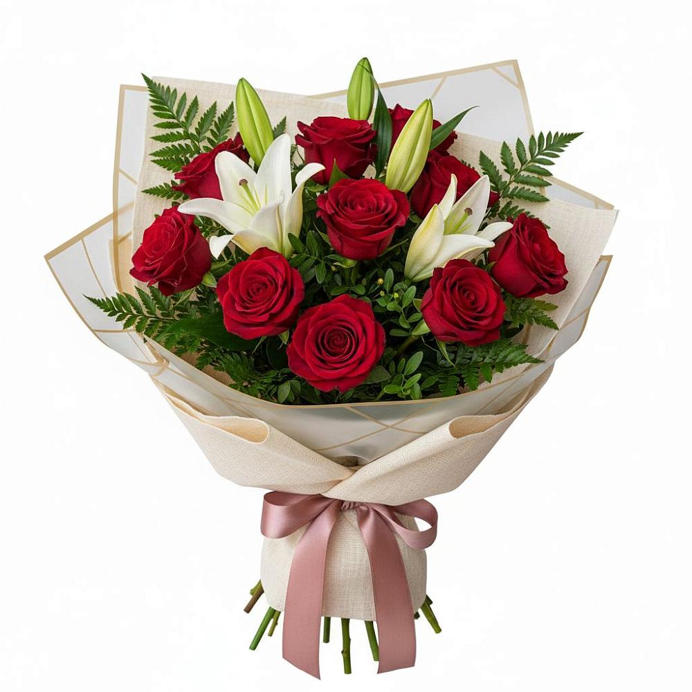 Букет цветов из: Лилии и Розы в Быково Волгоградской области