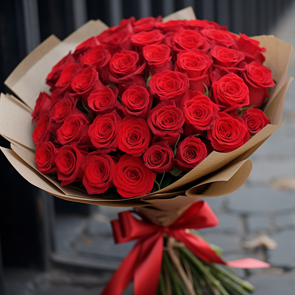 Букет 51 Красная роза Эдлесс Лав в Быково Волгоградской области