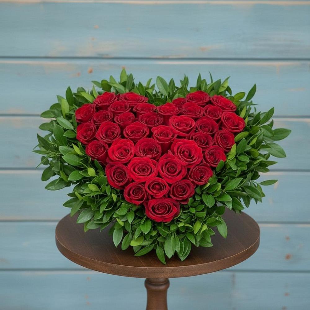 Цветочная композиция из Розы в виде сердца в Быково Волгоградской области