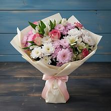 Букет цветов из:  Хризантемы, Альстромерии и Розы в Быково Волгоградской области