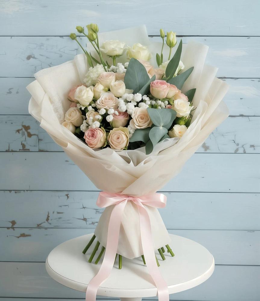 Букет цветов из: Розы и Лизиантусы в Быково Волгоградской области