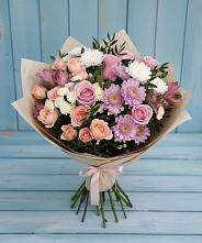 Букет цветов из:  Хризантемы, Розы и Альстромерии в Быково Волгоградской области