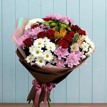 Букет цветов из:  Розы, Хризантемы и Альстромерии в Быково Волгоградской области