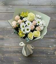 Букет цветов из:  Альстромерии, Розы и Хризантемы в Быково Волгоградской области