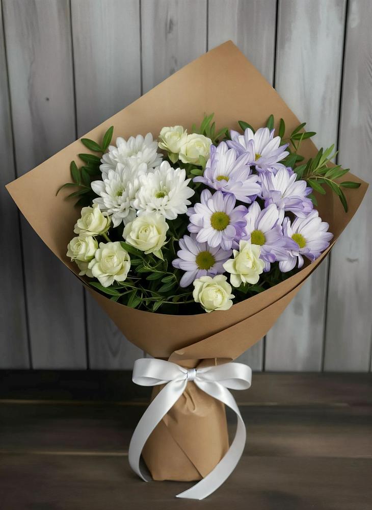 Букет цветов из: Хризантемы и Розы в Быково Волгоградской области